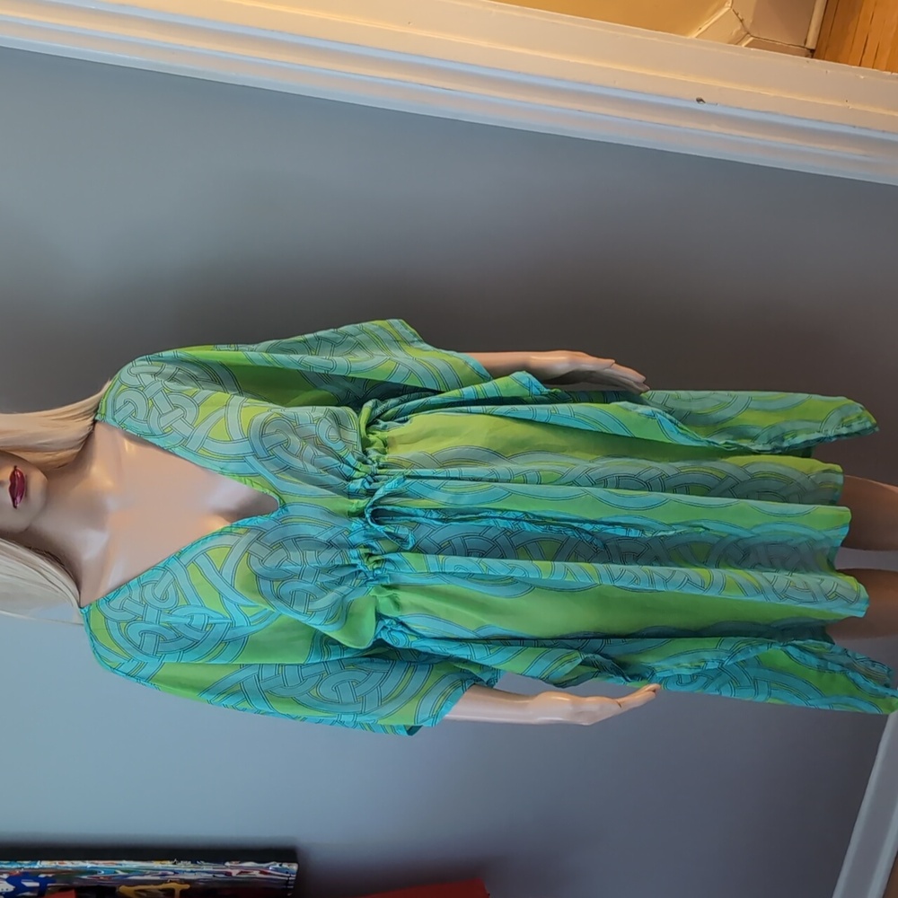 ECHO Green Blue Cover Up. EUC. Size Slightly Sheer. Vacation Staple!